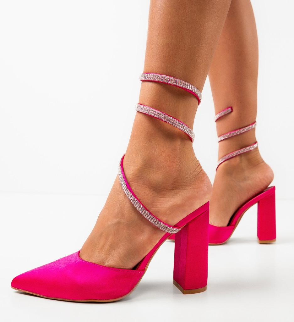Pantofi Lhamo Fuchsia cu toc elegant - imagine 2