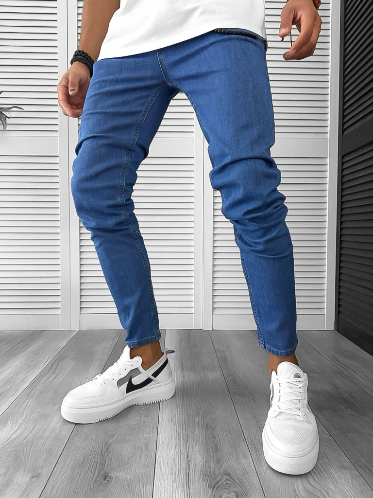 Blugi Barbati Conici Albastri | Stil Modern
