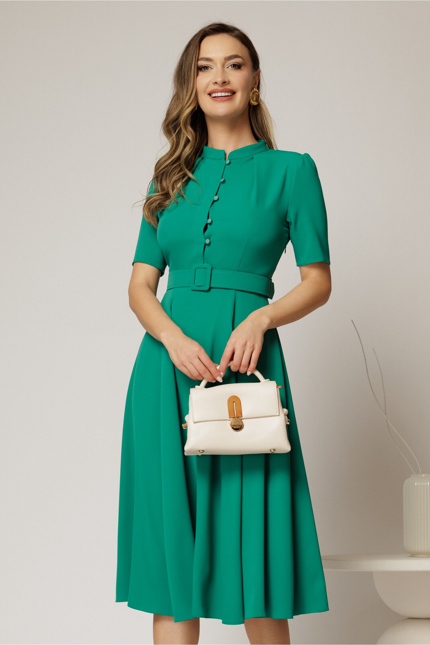 Rochie DY Fashion Midi Verde Triplu Voal