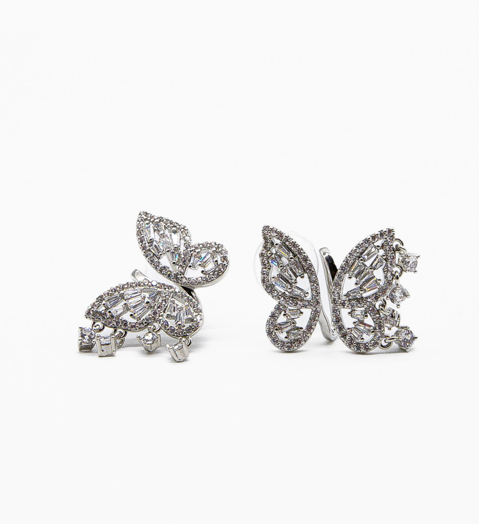 Cercei Papillon Argintii - Eleganță Stilată - imagine 2