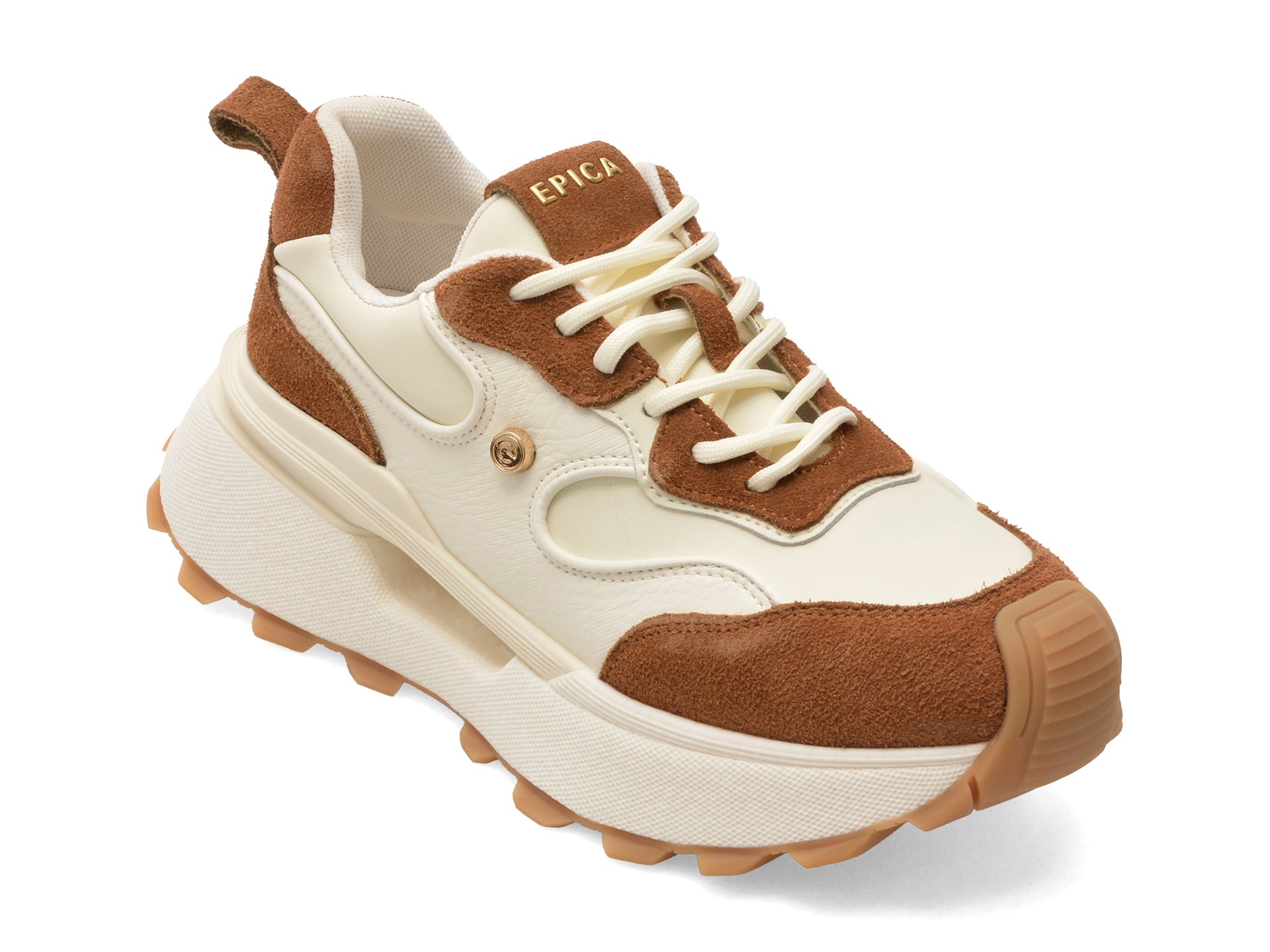 Pantofi sport EPICA albi din piele naturală