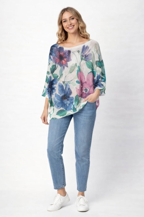 Bluza Florală Manecă Fluture Shopika