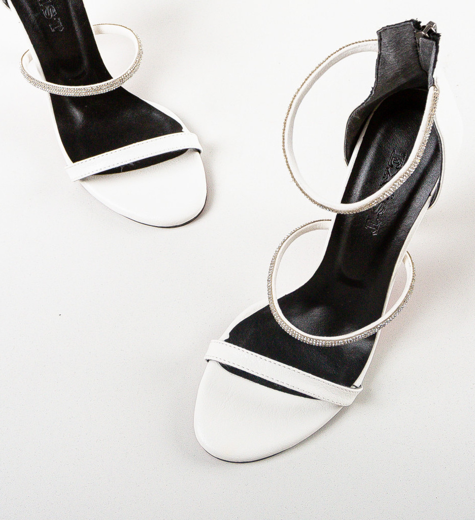 Sandale cu Toc Cazak Albe | Eleganță Modernă - imagine 5