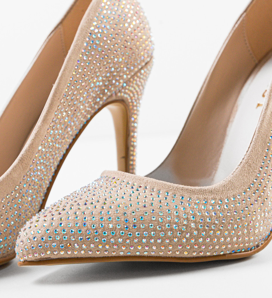 Pantofi Dama Pukan Bej cu Toc Eleganți - imagine 8