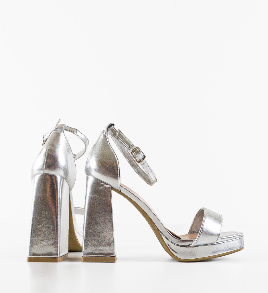 Sandale Toc Argintii Elegante | Stil Feminin - imagine 5