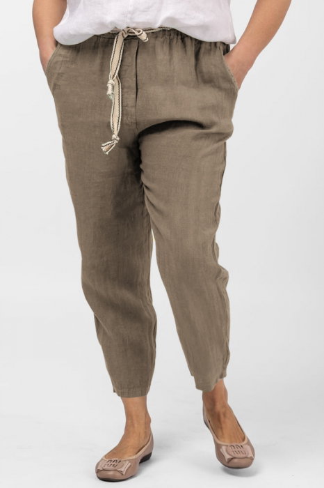 Pantaloni bej in pana cu snur Shopika