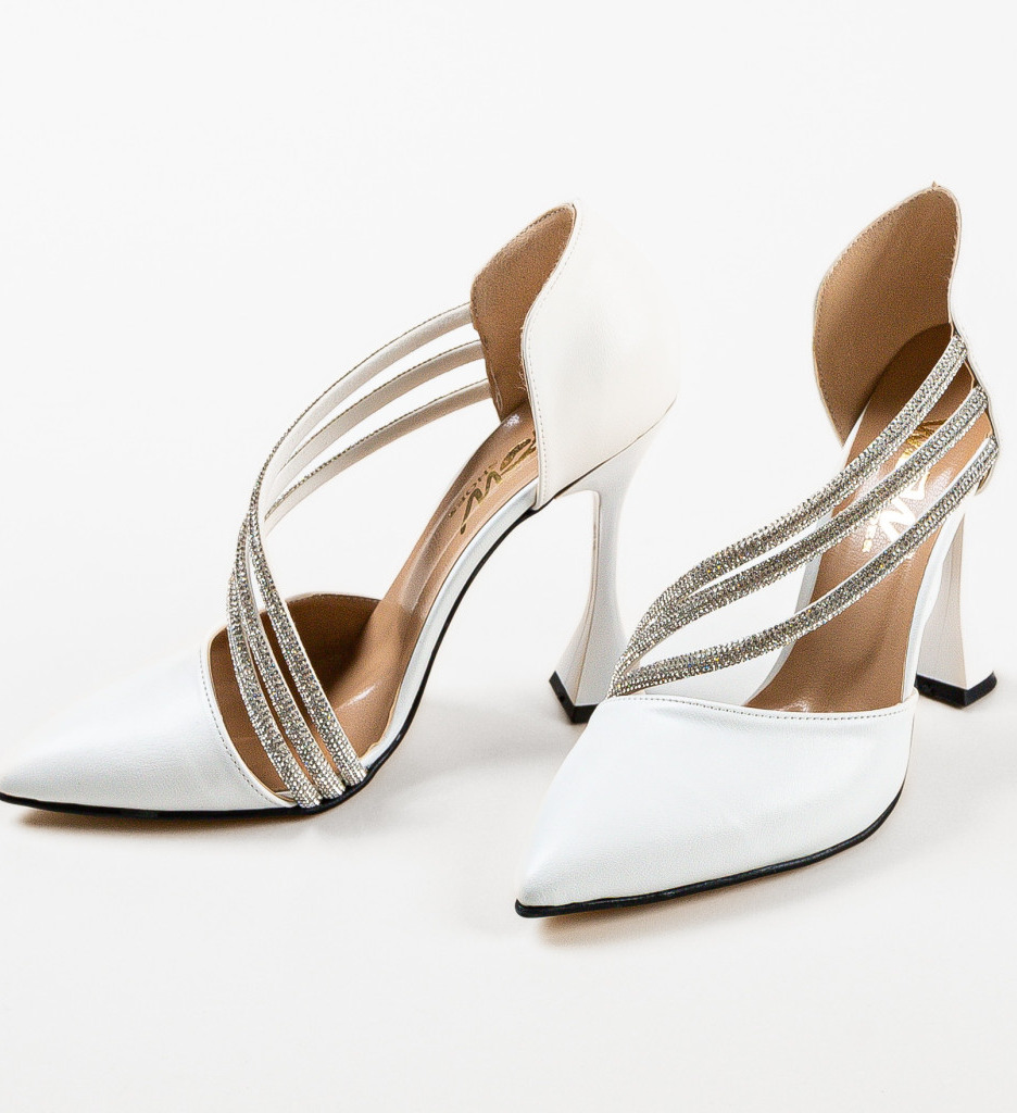 Pantofi Egeptam Albi Eleganți - imagine 6