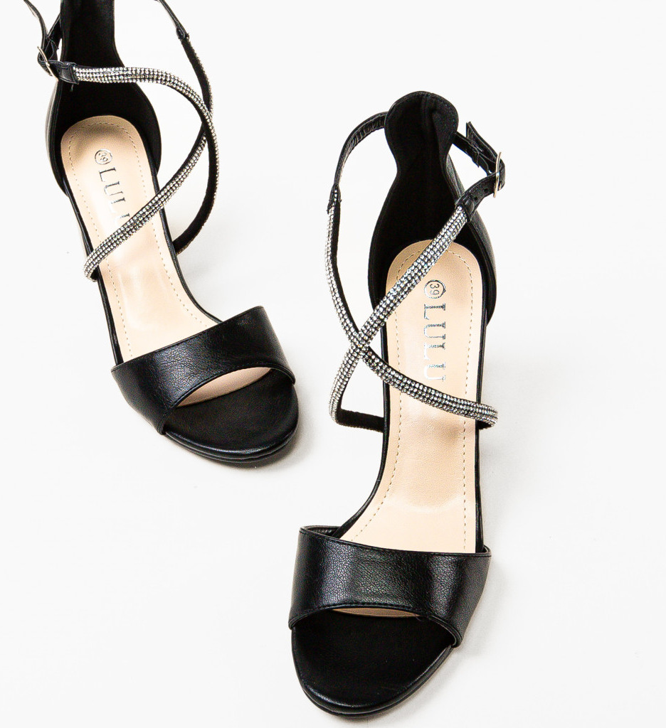 Sandale Dama Chinese Negre cu Toc Elegante - imagine 4