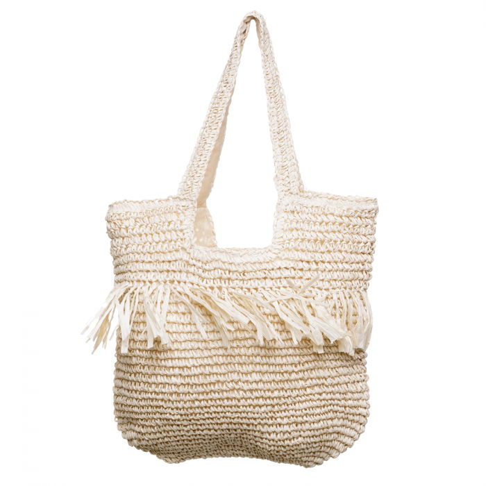 Geanta Shopika Impletită Bej cu Manere Late