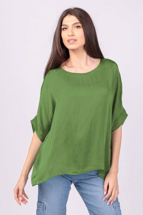 Bluza matase Shopika cu funda verde oliv