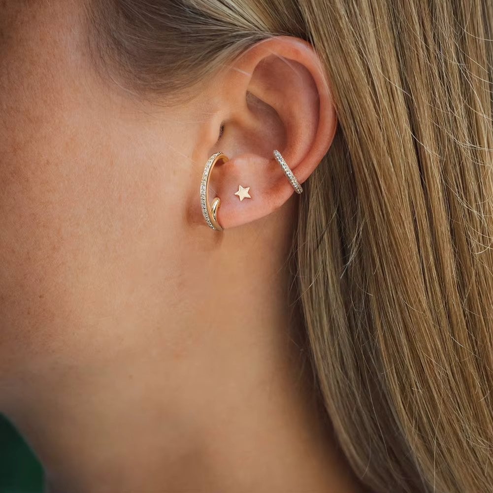 Cercei Argint Delis Semicerc | Eleganță Rodiuită - imagine 3