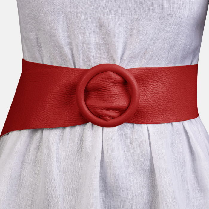 Curea Rosie Shopika Piele Naturala | Accesoriu Statement