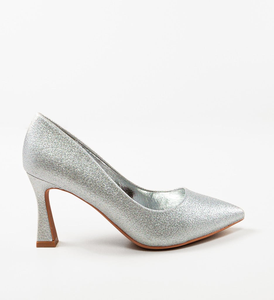 Pantofi cu Toc Gypyty Argintii pentru Ocazii Speciale - imagine 6