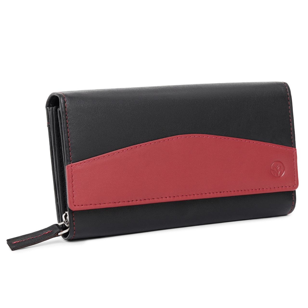 Portofel Dama Marquise Piele Naturala Negru/Rosu