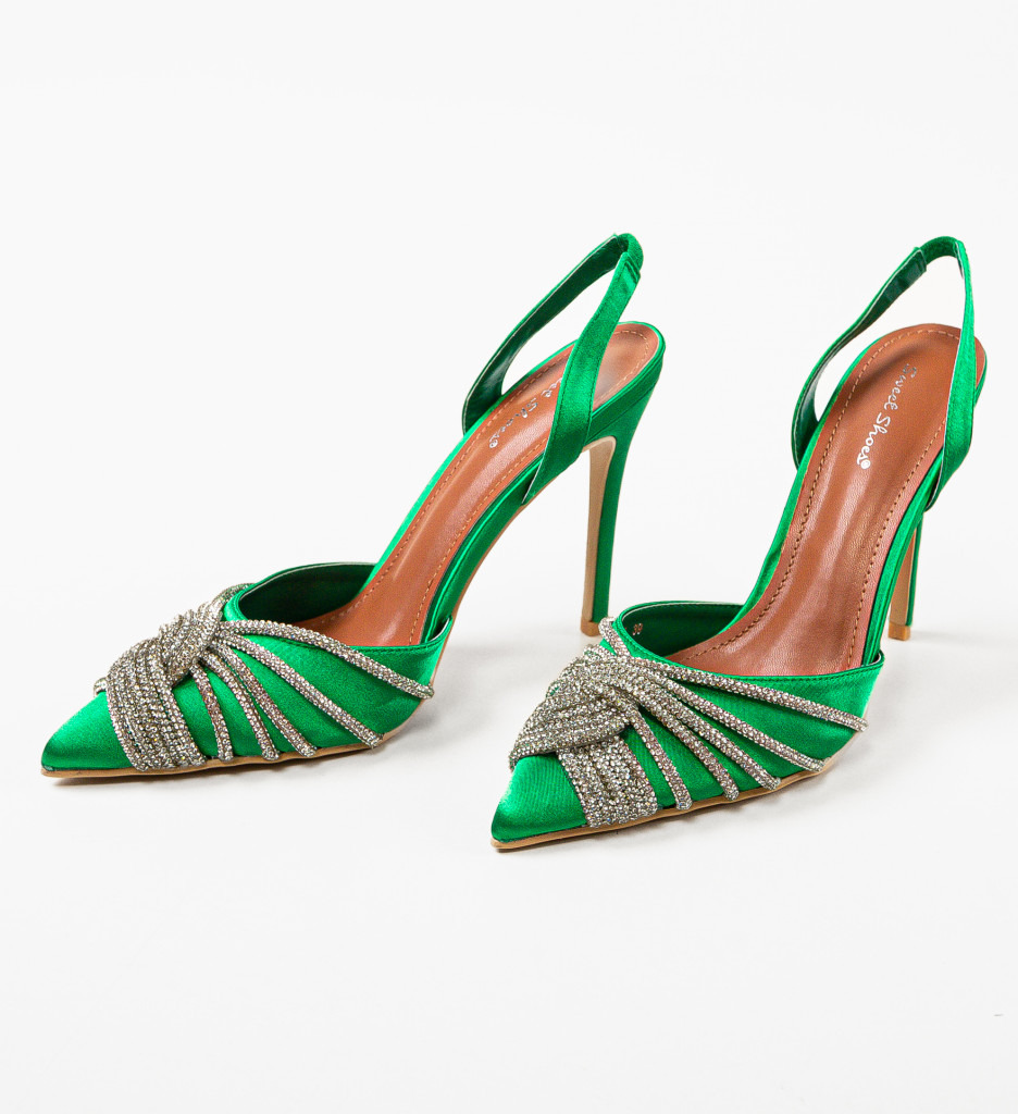 Pantofi Sophea Verzi Eleganți cu Toc - imagine 7