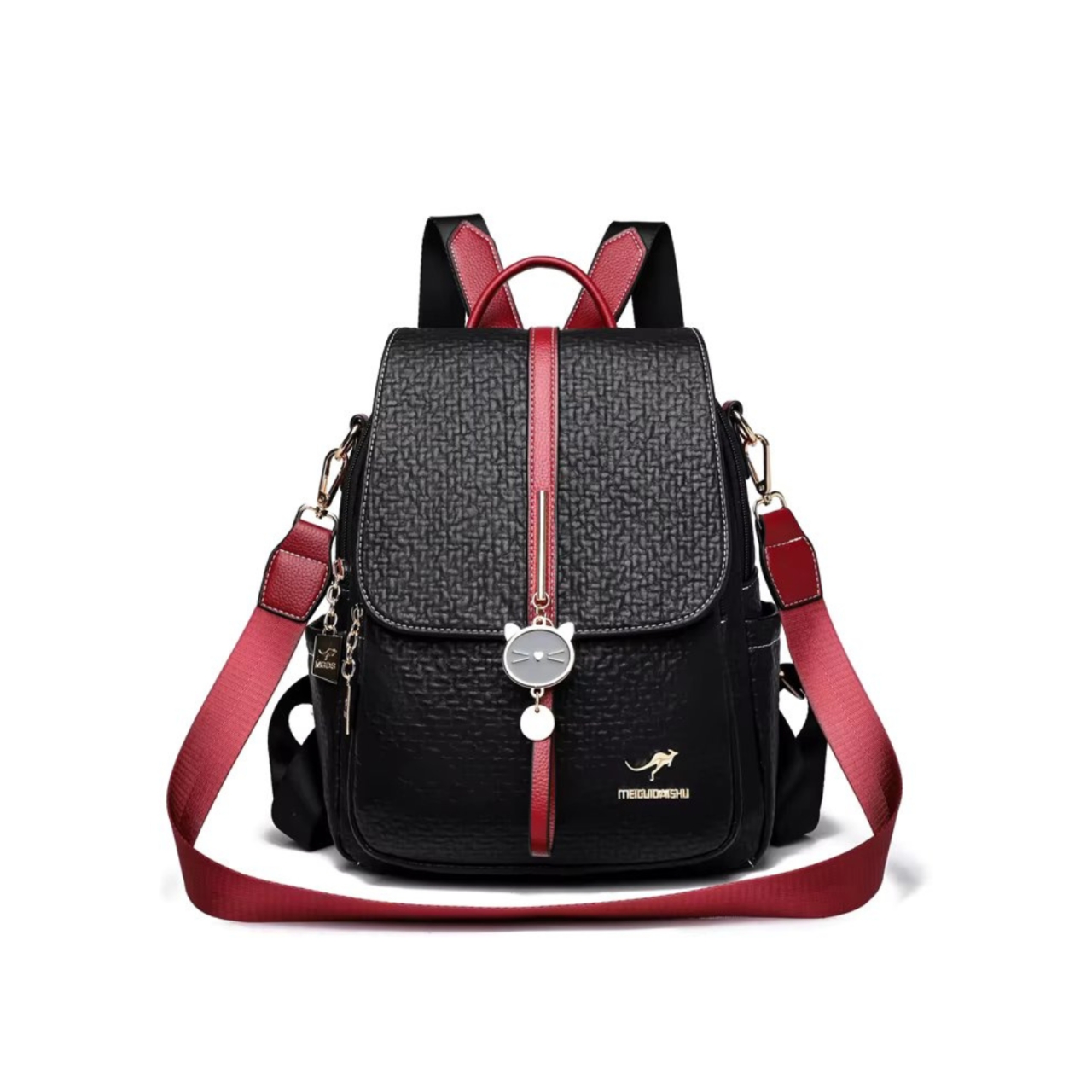 Rucsac dama Iliris GT3605 Picadili, Negru/Rosu