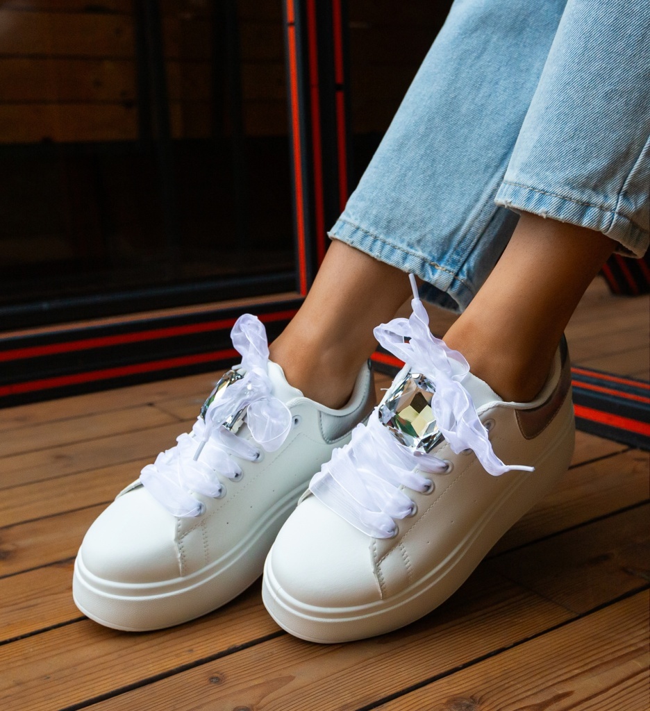 Sneakers Dama Rhiann Argintii - Confort Modern - imagine 5