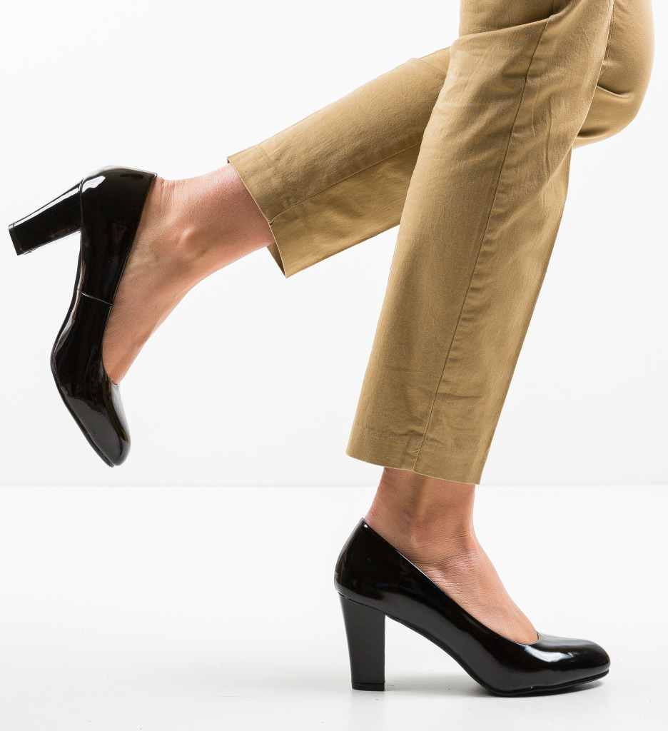Pantofi Esouma Negri Eleganți cu Toc - imagine 3