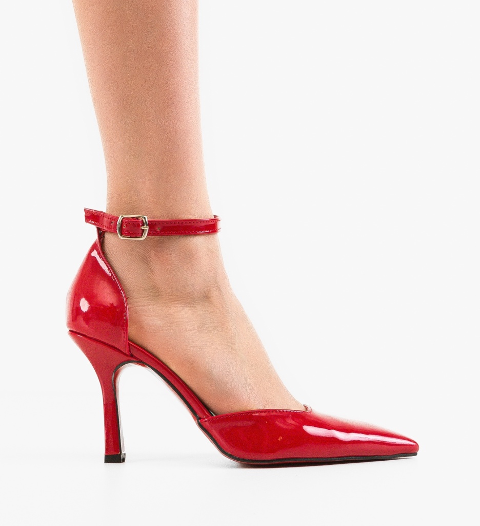Pantofi Macarius Rosii cu Toc Eleganți - imagine 6