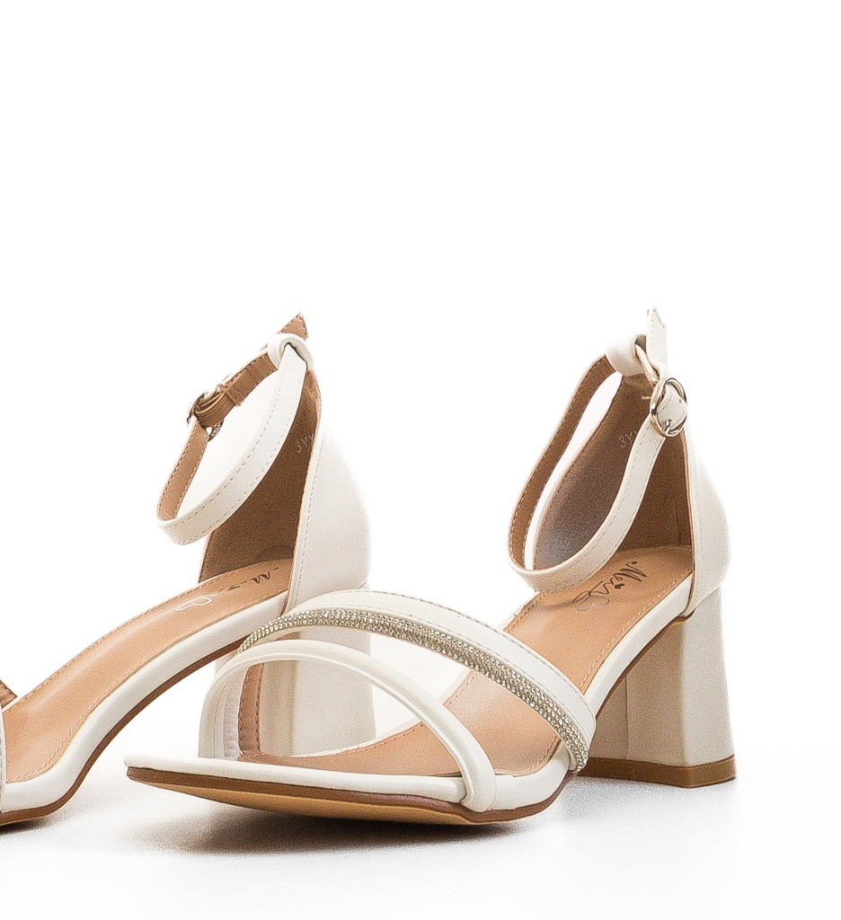 Sandale cu toc Ligge Albi | Eleganță și Stil - imagine 5