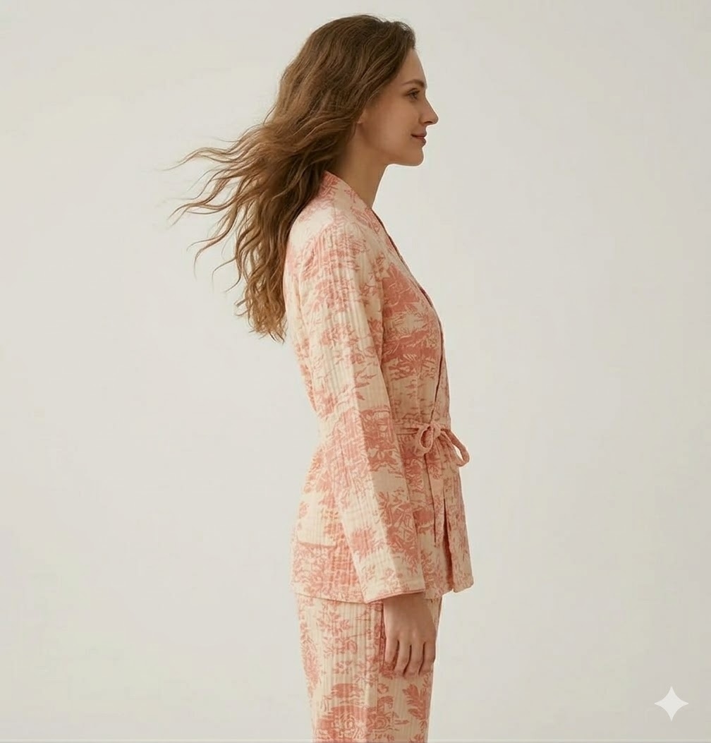 Pijama Dama 2 piese Velvet Calm Roz - imagine 3