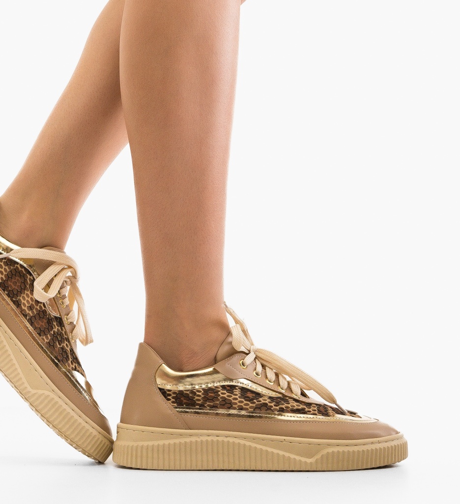 Sneakers Dama Fleralis Nude | Confort & Stil - imagine 2
