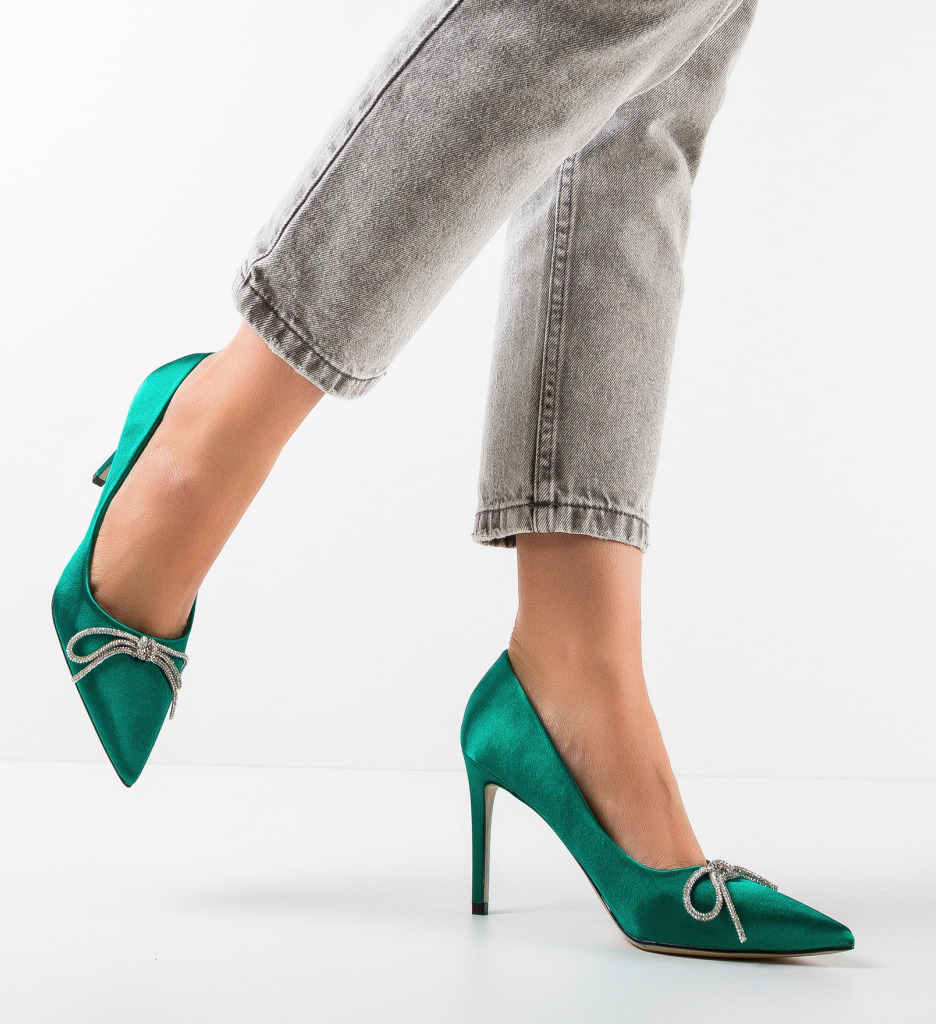 Pantofi dama Ishmael Verzi cu toc elegant - imagine 2