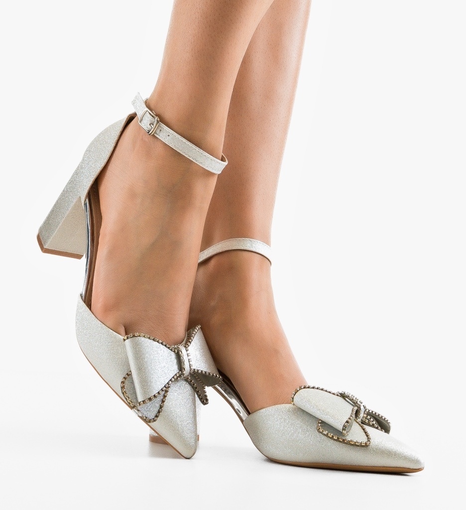 Pantofi cu toc Undya Argintii - Eleganță și Stil - imagine 4
