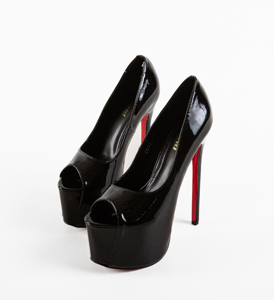 Pantofi dama Tamales Negri eleganți cu toc - imagine 8