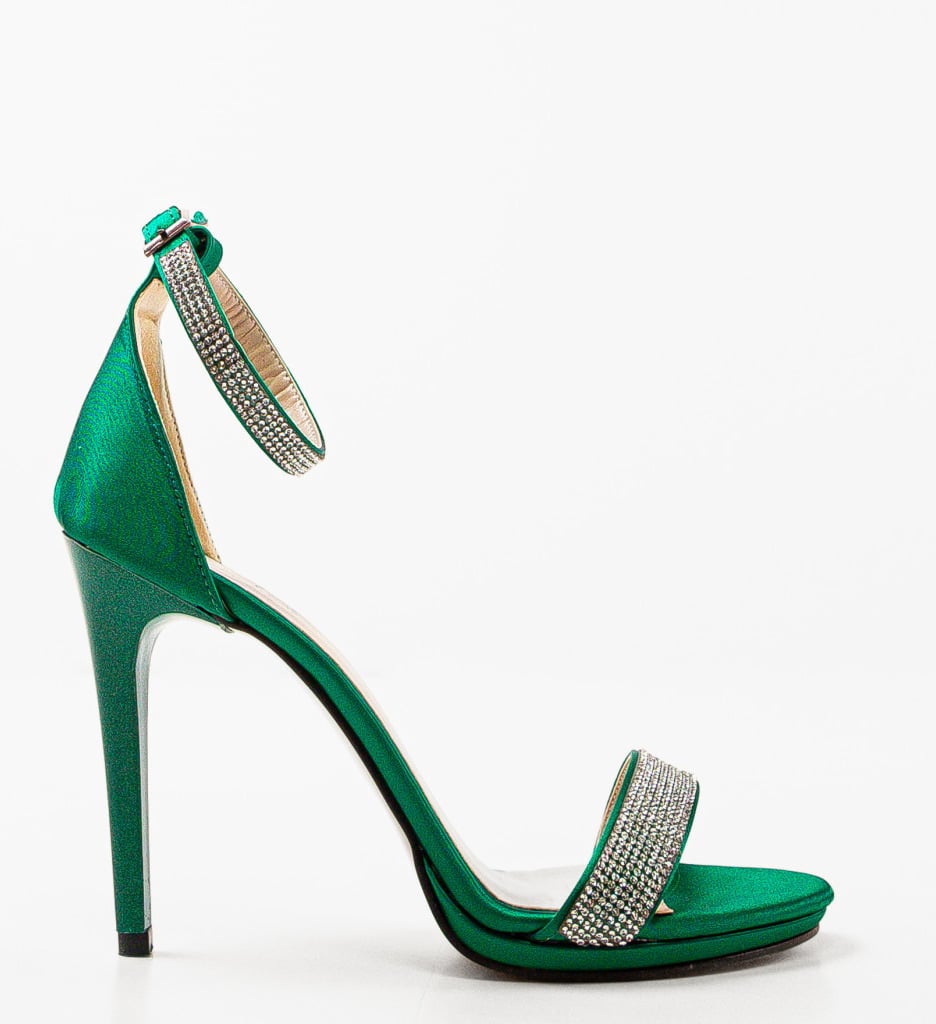 Pantofi Dama Cincil Verzi - Sandale cu Toc Elegante - imagine 2