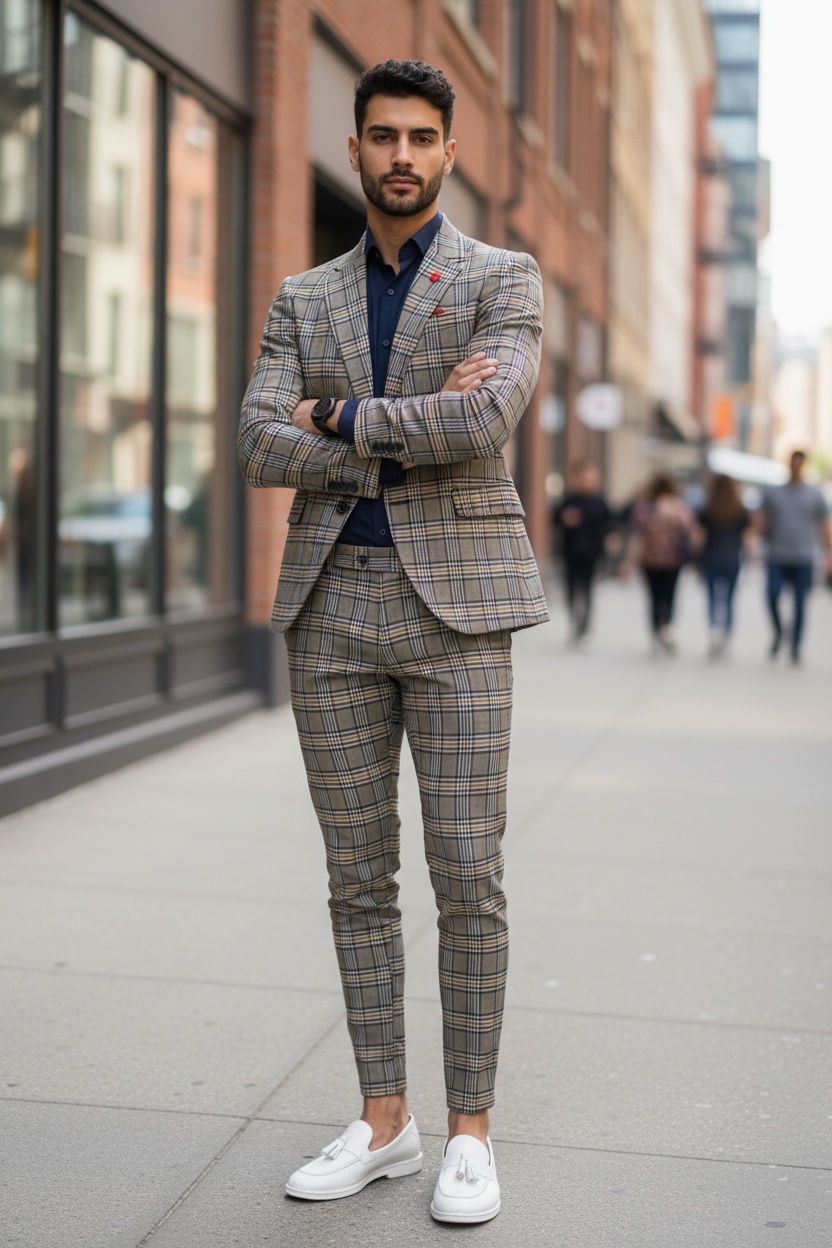 Costum Barbati Slim Fit Carouri Elegant - imagine 2
