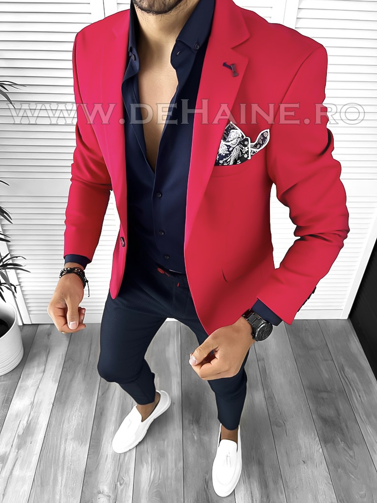 Sacou Bărbați Roșu Slim Fit Elegant A4001X