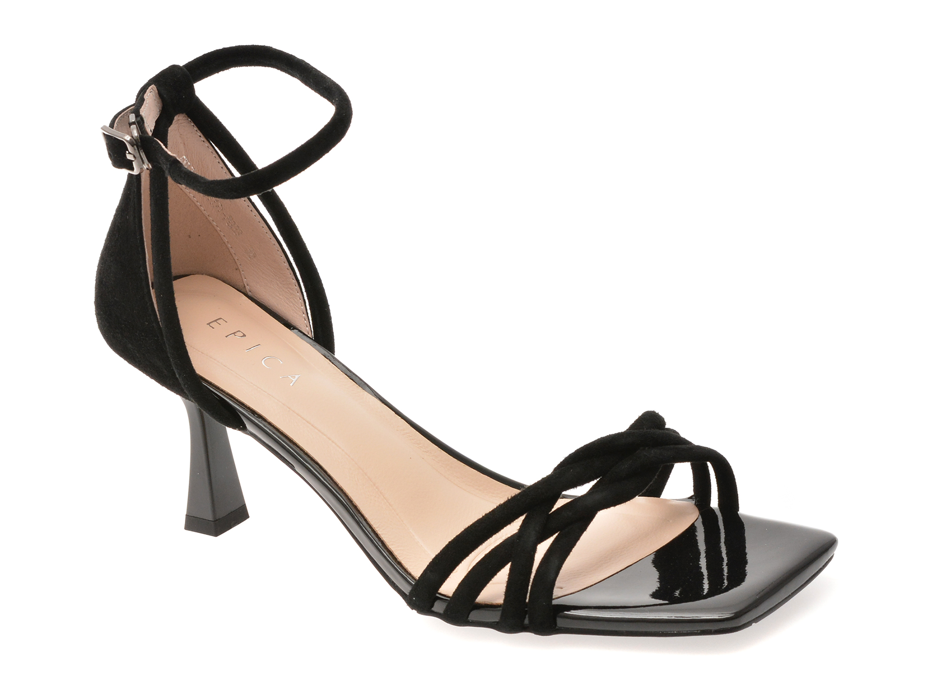 Sandale Epica negre din piele intoarsa | Eleganta