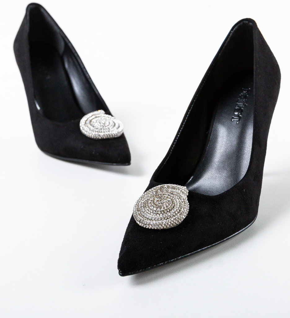 Pantofi Grenys Negri Eleganți cu Toc