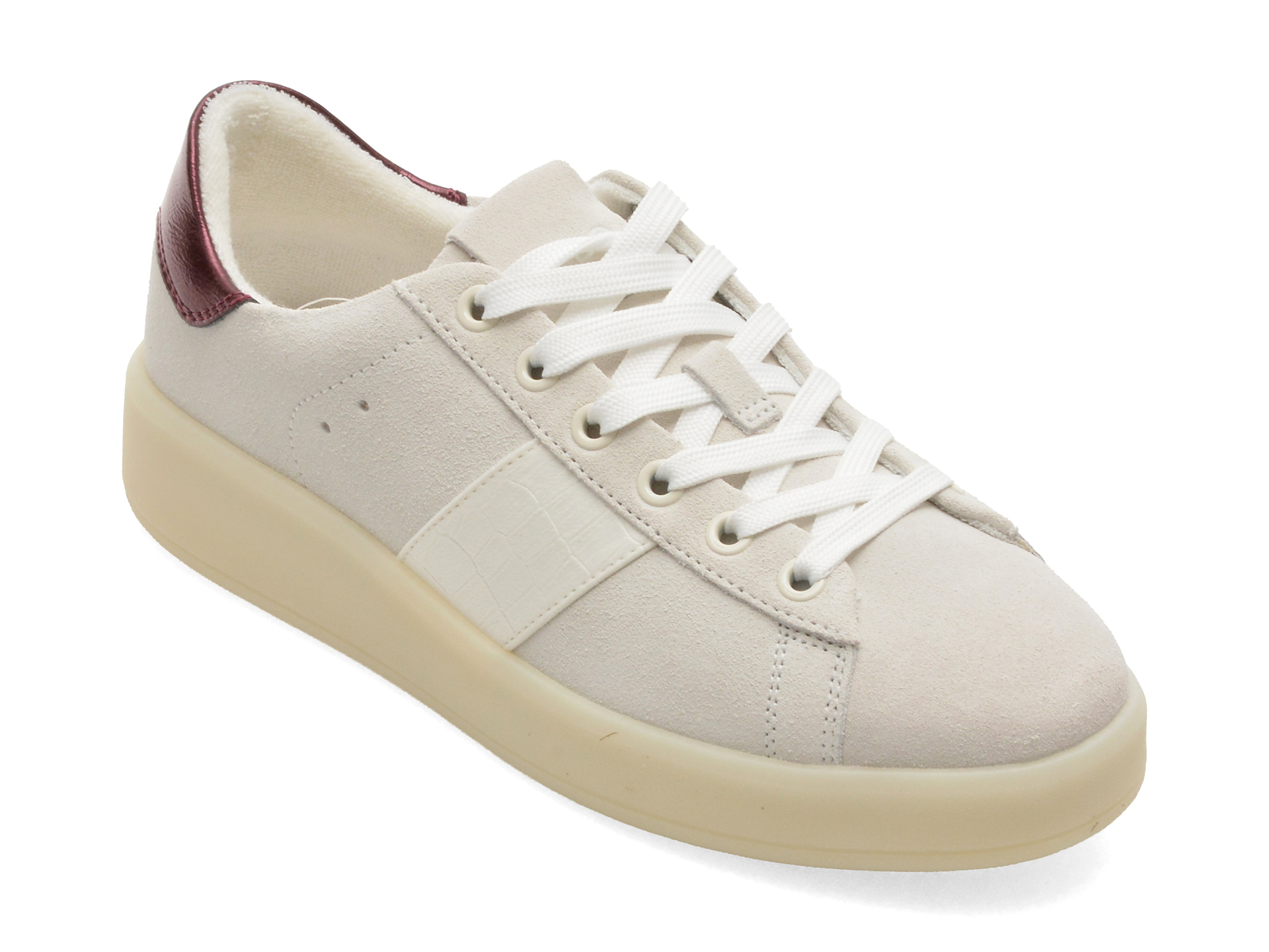 Pantofi sport ALDO ADREI 116 albi, piele intoarsa