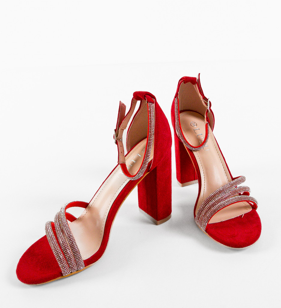 Sandale Willyy Rosii cu Toc Elegante - imagine 7