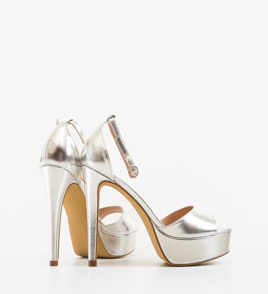 Sandale cu Toc Argintii Donna | Eleganta si Stil - imagine 2