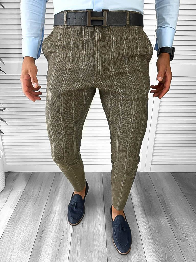 Pantaloni Barbati Eleganti Kaki in Dungi | Stil & Confort