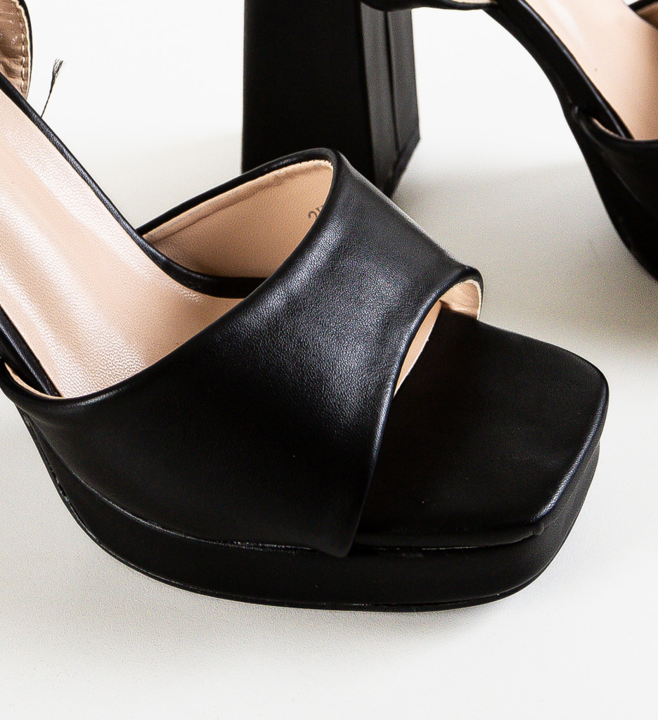 Sandale cu Toc Johnna Negre | Eleganță și Stil - imagine 6