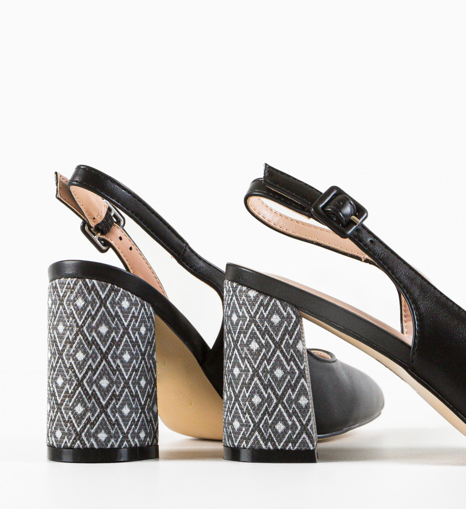 Pantofi Rafda Negri Eleganți cu Toc - imagine 7