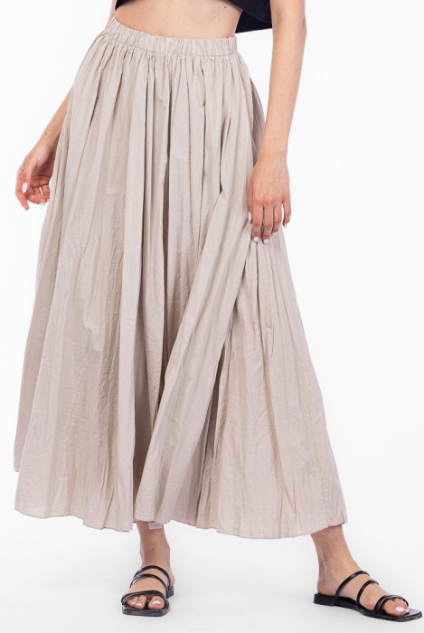Fusta clos din bumbac creponat Bej | Shopika