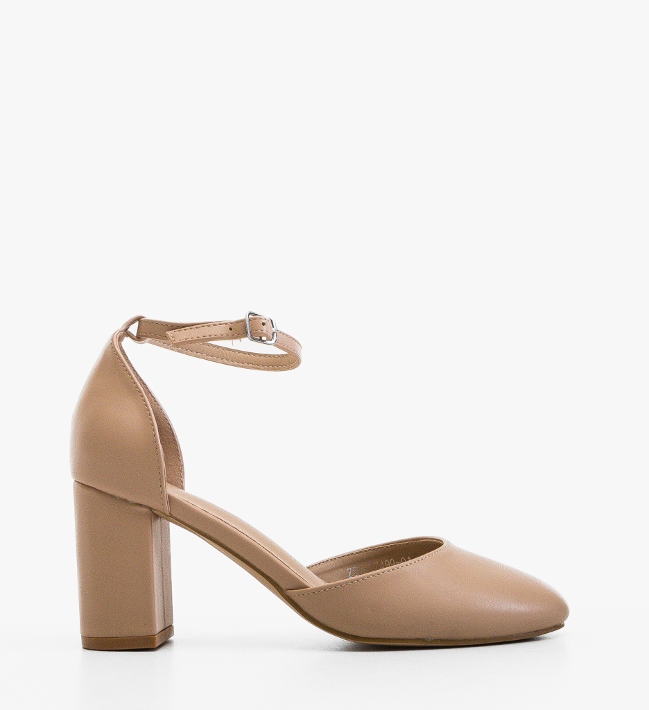 Pantofi Dama Mer Nude Eleganți cu Toc - imagine 3