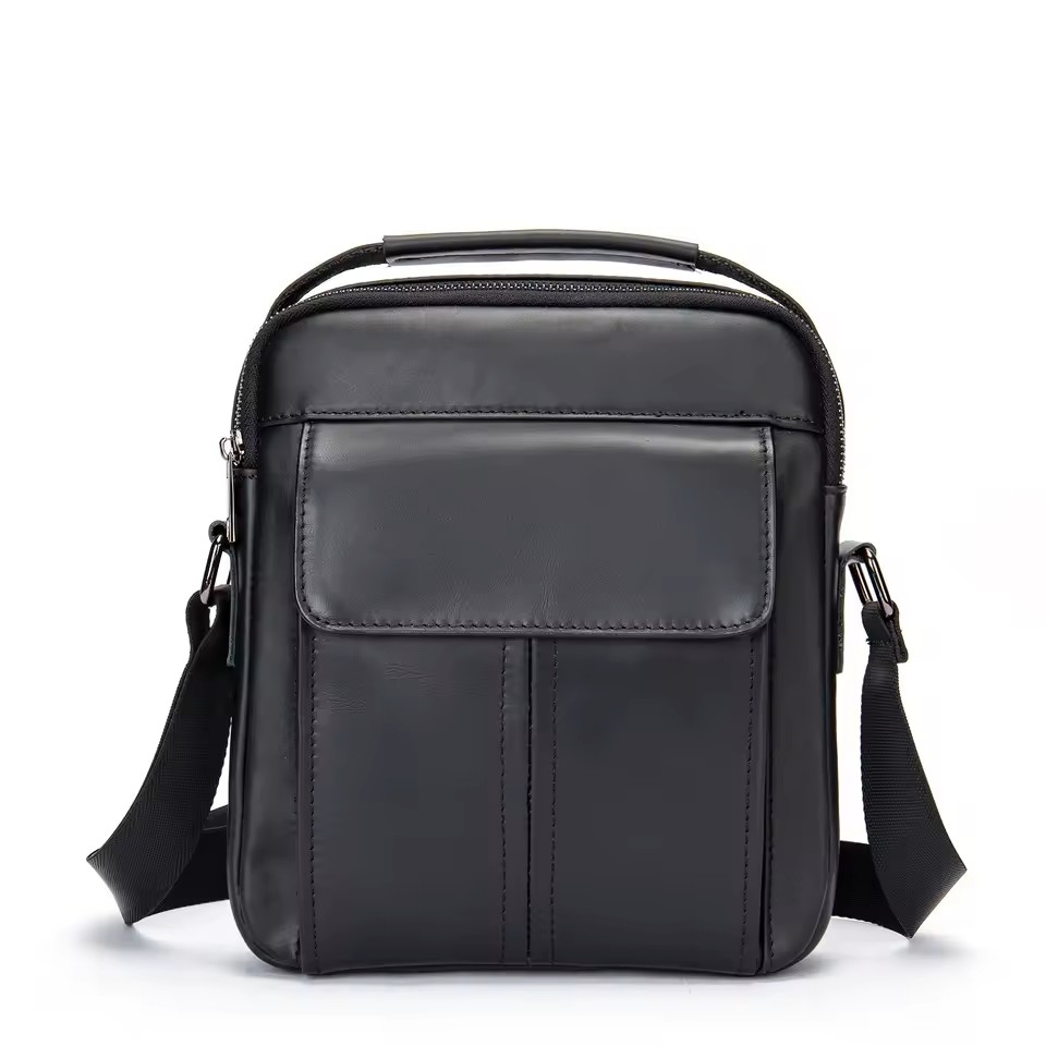 Geanta de umar barbati Khaiel GT3904, piele naturala, neagra