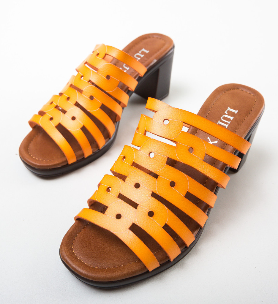 Sandale Stroben Galbene cu Toc Elegant - imagine 7