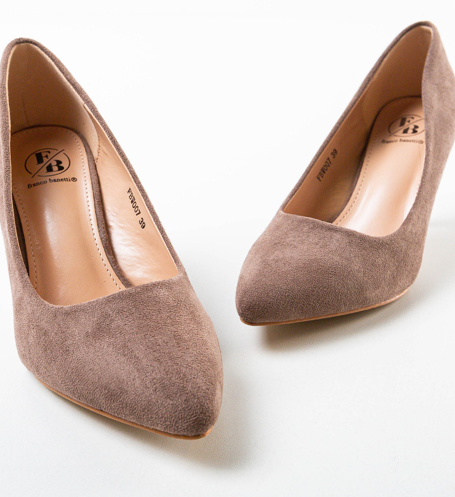 Pantofi Birro Khaki Eleganți cu Toc - imagine 8