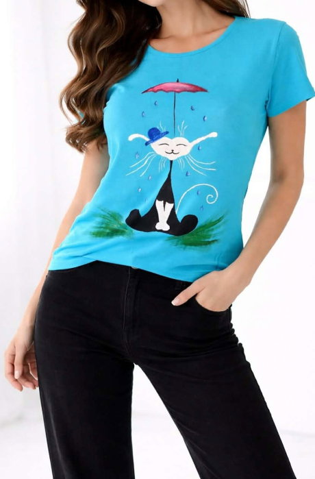 Tricou Pisica Shopika - Pictat Manual Unic - imagine 2