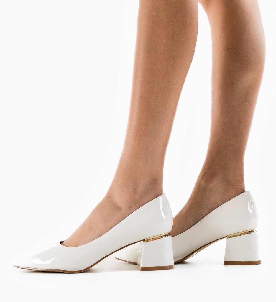 Pantofi dama Fedlimi Albi cu toc elegant - imagine 6