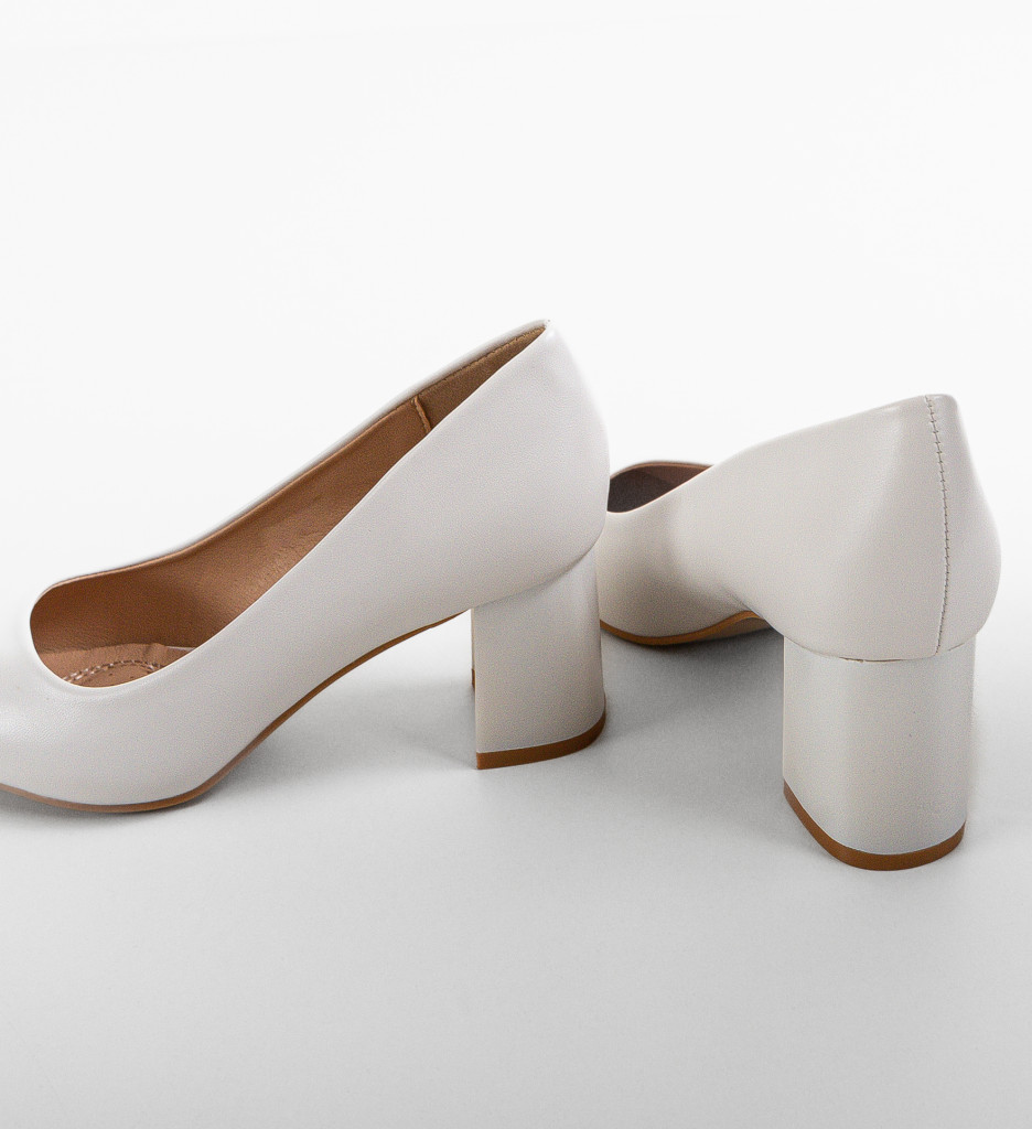Pantofi Dama Albi cu Toc - Eleganță Asigurată - imagine 6