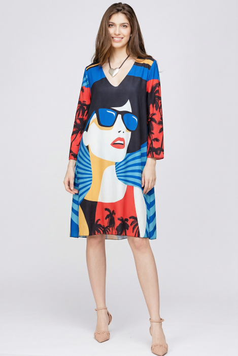 Rochie Shopika A-line cu imprimeu artistic