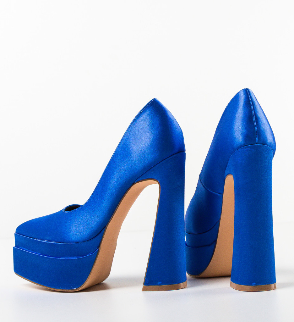 Pantofi Carweb Albastri Eleganți cu Toc - imagine 7